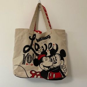 Mickey and Minnie low canvas tote